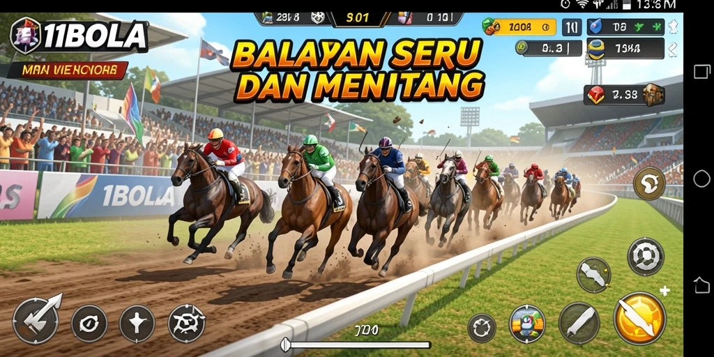 Screenshot utama 11BOLA menampilkan adegan balapan yang mendebarkan dan penuh aksi.