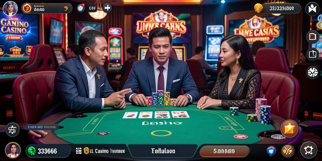 Screenshot gameplay <strong>333666</strong> menampilkan suasana casino yang hidup dan dealer profesional.