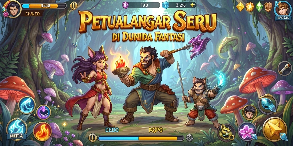 Screenshot utama menampilkan aksi seru dalam game petualangan 3446.