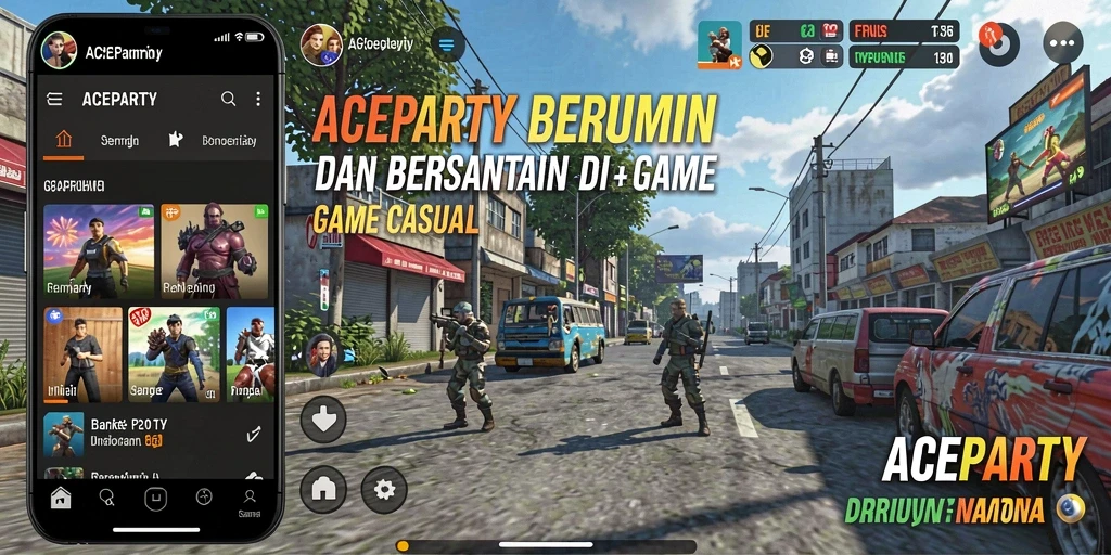 Tampilan gameplay ACEPARTY yang penuh warna dan menarik.