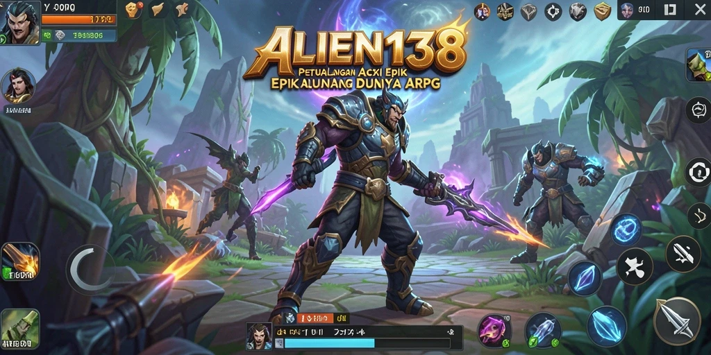 Screenshot utama ALIEN138 menampilkan aksi pertempuran intens dalam dunia ARPG.