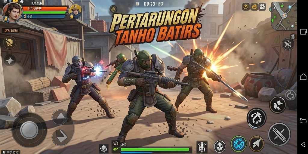 Gameplay D73 menampilkan aksi pertarungan yang seru dan mendebarkan.