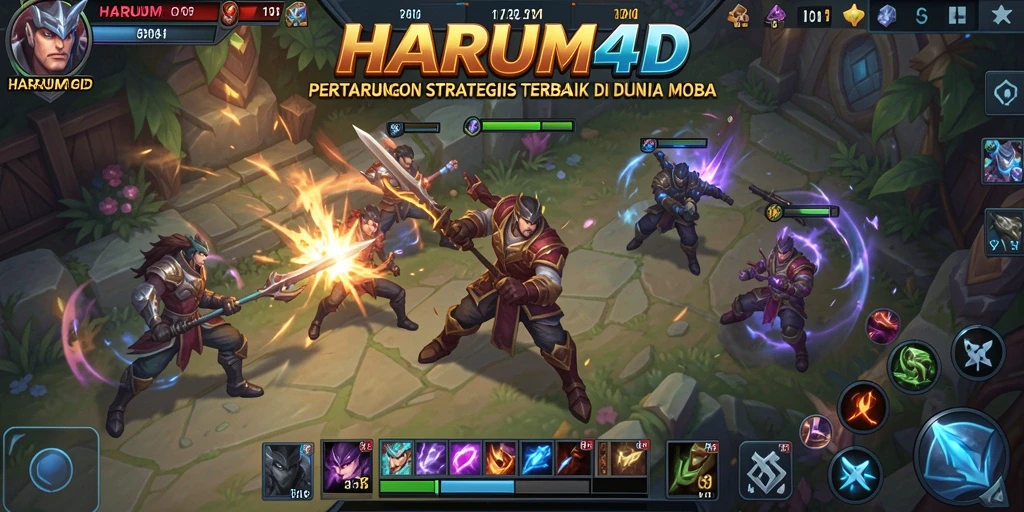 Screenshot gameplay dari HARUM4D menunjukkan pertarungan tim yang intens.
