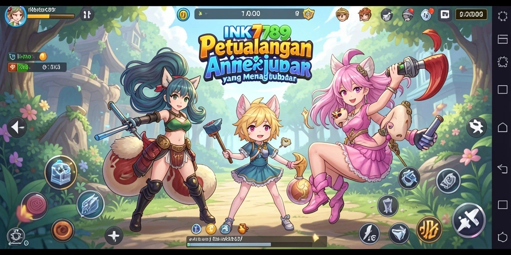 Tampilan gameplay seru dari INK789 dengan karakter anime menarik.