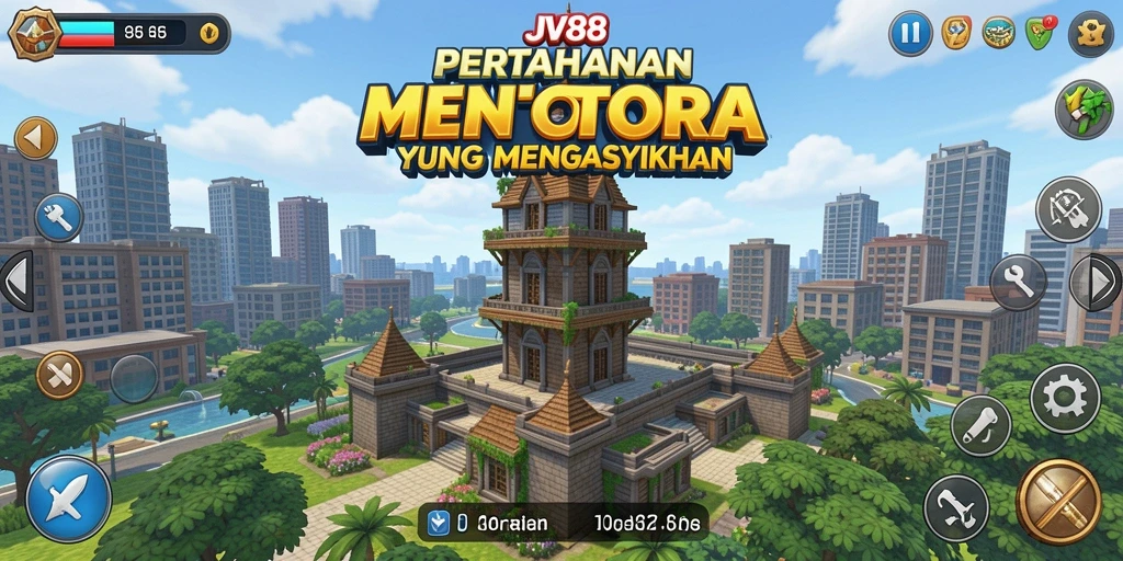 Tangkapan layar gameplay JV88 menampilkan aksi pertahanan menara yang mendebarkan.