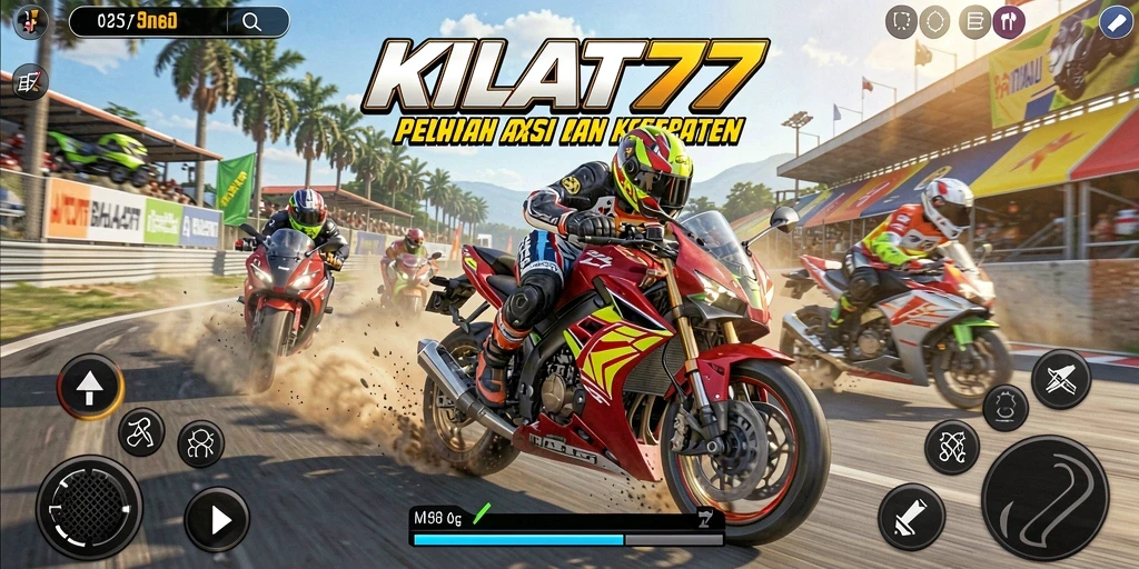 Tangkapan layar KILAT77 menunjukkan balapan motor yang mendebarkan.