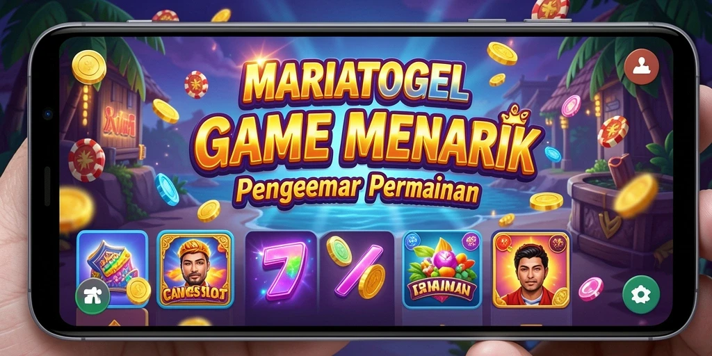 Screenshot gameplay MARIATOGEL menampilkan mesin Slot yang penuh warna.