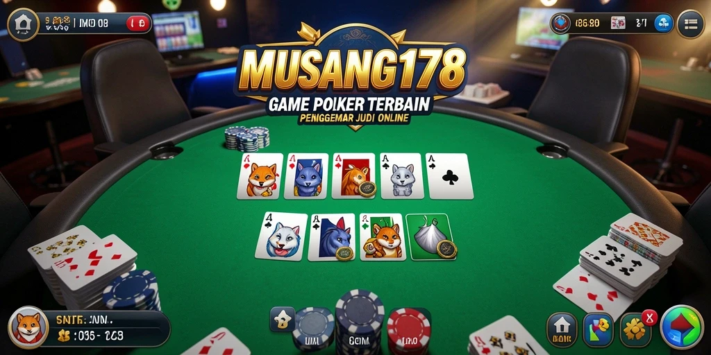 Tampilan gameplay Poker yang seru dan menegangkan di MUSANG178.