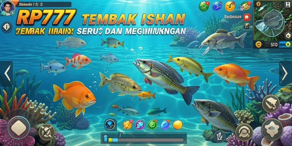 Screenshot gameplay seru dari RP777, menampilkan aksi Tembak Ikan yang menarik.