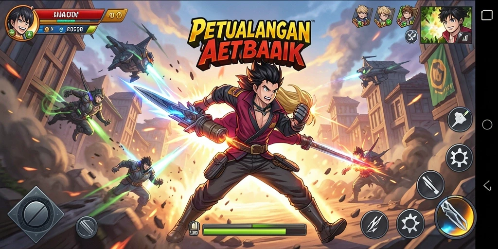 Screenshot SD107 menunjukkan aksi gameplay seru dengan karakter anime yang unik.