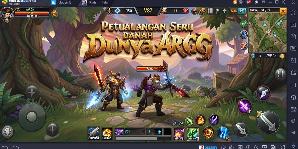 Screenshot gameplay V87 menampilkan aksi pertempuran seru dalam dunia ARPG.