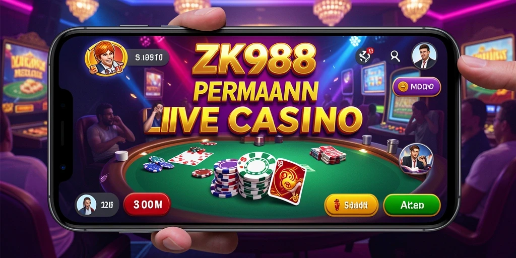 Screenshot utama ZK988 yang menampilkan gameplay Live Casino yang seru.