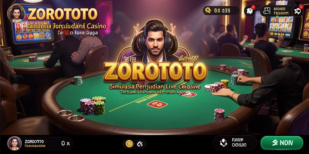 Tampilan gameplay ZOROTOTO dalam suasana Live Casino yang memukau.